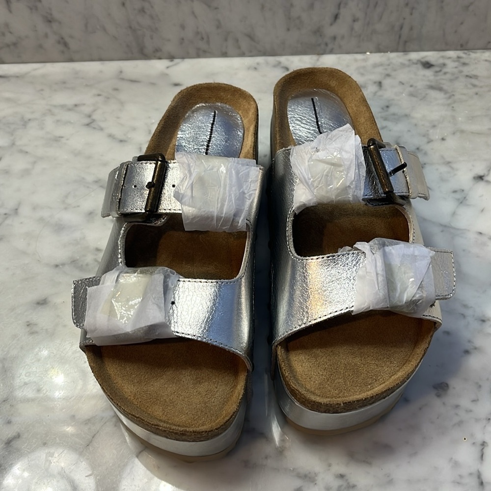 Free People x Intentionally Blank Rule Breaker Platform Sandals Silver Sz 8 NIB - Picture 12 of 17